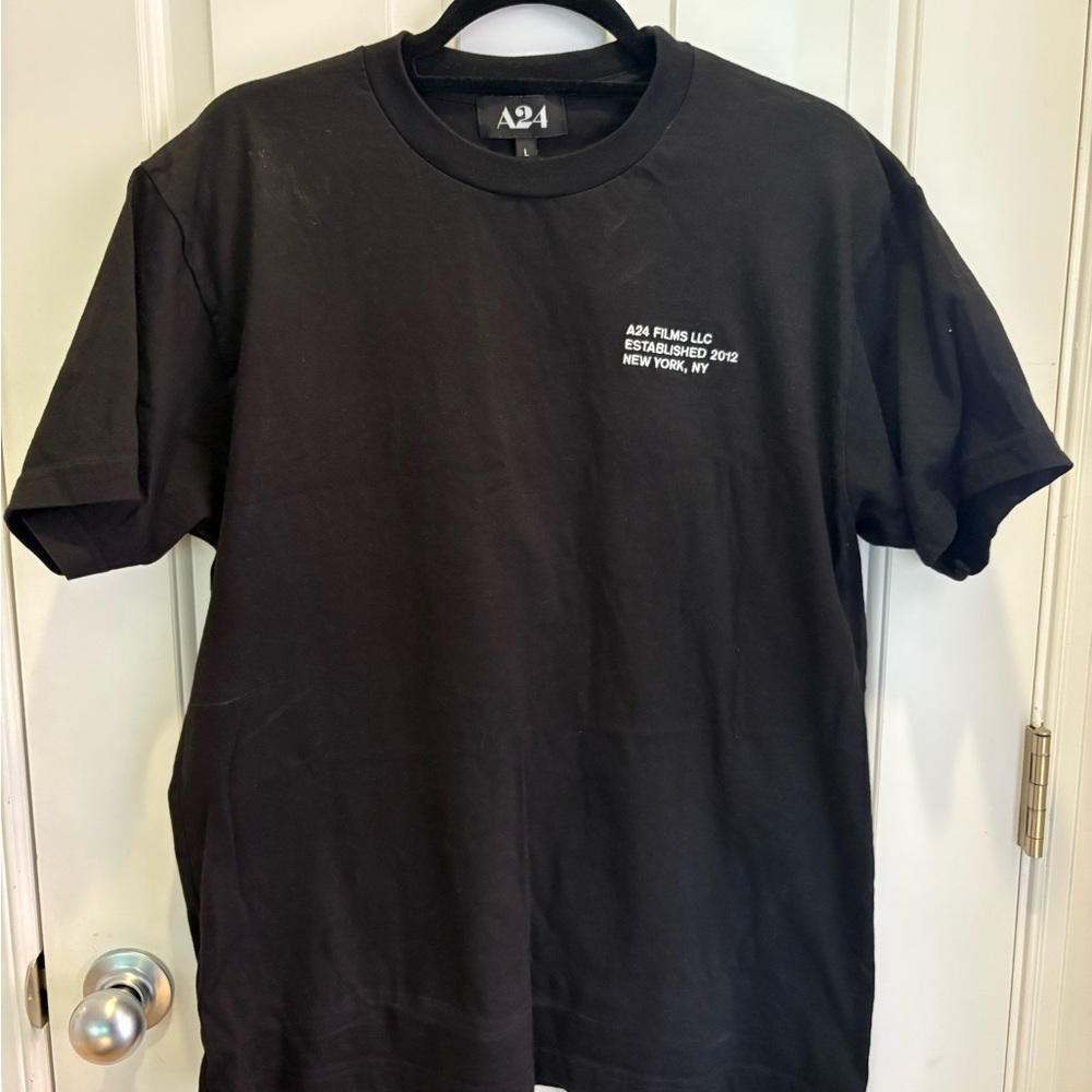 Cool Oversized A24 Embroidered Black T-Shirt